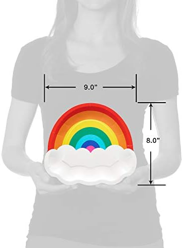 Stack of 36 rainbow themed party paper plates
