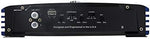 Crunch PowerDriveX Class AB blue amplifier top angle view displaying sleek chassis design and branding