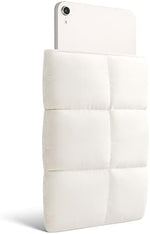 Comfyable quilted puffer tablet case showcasing the secure magnetic closure flap open