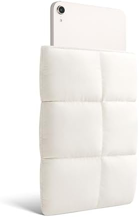 Comfyable quilted puffer tablet case showcasing the secure magnetic closure flap open