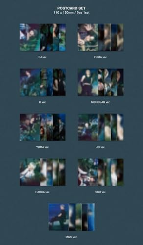 Imported K-pop music collectibles including random photocards and postcard set components