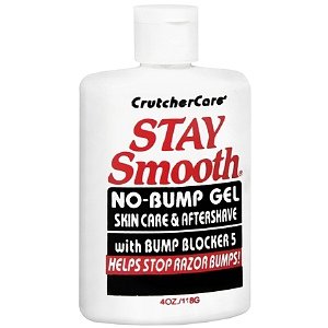 CrutcherCare Stay Smooth No-Bump Gel front view 4 ounce bottle for razor bump relief.