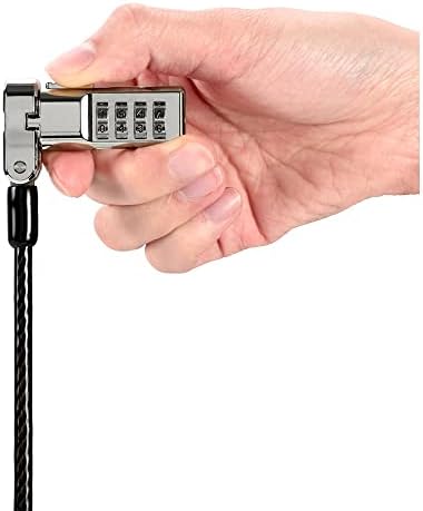 Kensington computer security locking cable showcasing the interchangeable adapter tips for standard and nano slots.