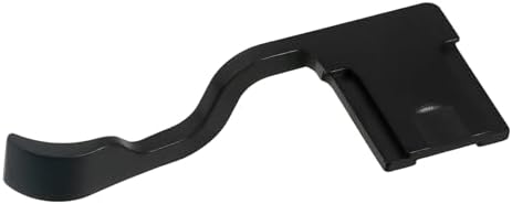Black anodized metal thumbs up grip with concave shutter release button