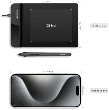 Ultrathin profile view of the black XPPen Star G430S signature pad displaying its slim two millimeter design.