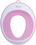 Dreambaby universal potty training seat cover placed securely on an adult elongated western toilet