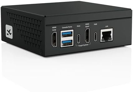 TinyPilot Voyager 3 back interface panel illustrating HDMI input and dual USB ports