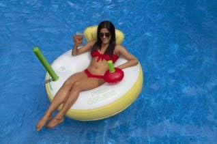 Oversized Pina Colada pool float with pineapple backrest