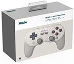 8BitDo Sn30 Pro Plus retail box packaging highlighting multi-platform compatibility icons for Switch and PC.