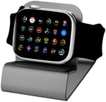 Compact grey smartwatch holder stand with anti slip base stability