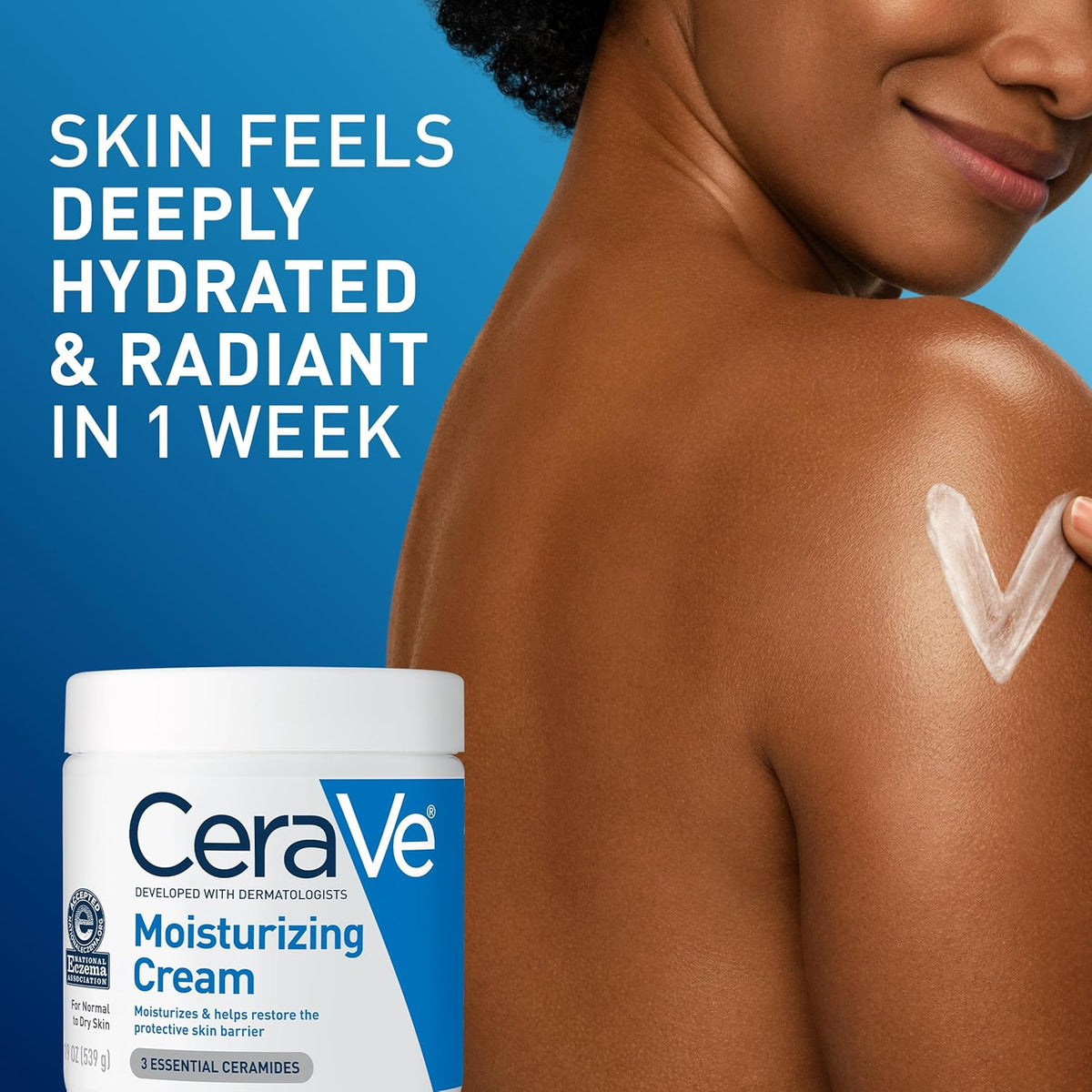 CeraVe barrier repair cream highlighting hyaluronic acid and essential ceramides