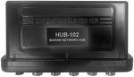 Side profile of Furuno five port marine hub displaying the rugged water resistant casing and mounting points.