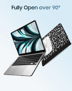 Fintie protective snap on shell open laptop view showing unhindered screen movement and side port access