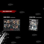 Full collection layout of the Stray Kids ninth mini album components including the mini posters and newspaper.