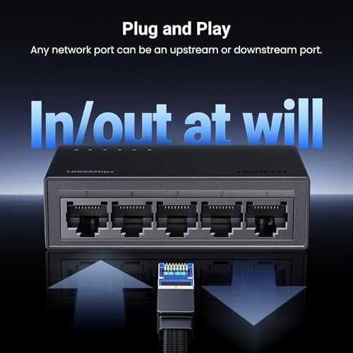 UGreen fanless quiet network hub resting on an office desktop