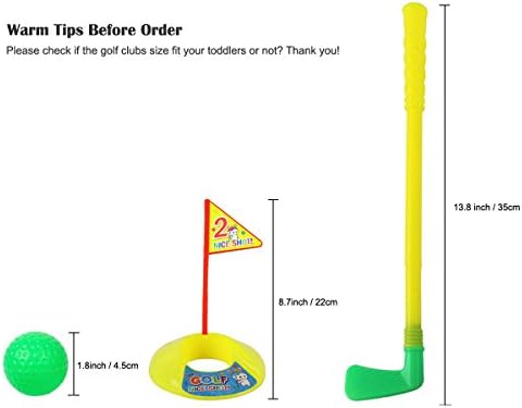 Children playing with colorful Orzizro plastic golf clubs outdoors