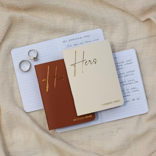 His and Hers wedding vow books terracotta and beige design