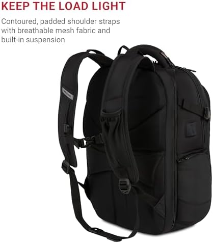 Detailed view of the SwissGear collapsible internal shoe compartment showing side zipper access separate from tech storage