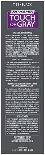 Back of the box for Just For Men Touch of Gray Black shade T-55 detailing features