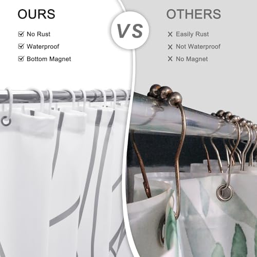 Packaging details of Punkray bathroom accessories set showing included curtain hooks.