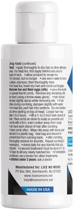 Lice No More lice killing solution label details