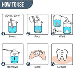 BwondMand reusable thermal beads shaped into a temporary false tooth for filling dental gaps.