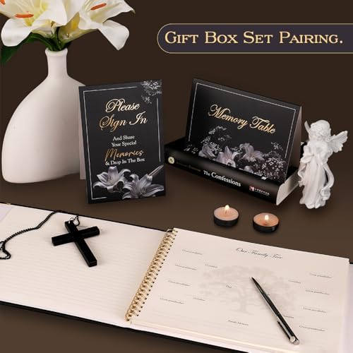 Close up of embossed leather cover and photo frame of Molekaus guest book