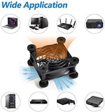 SCCCF compact 5V electronic cooling fan package contents showing the 80mm fan assembly and built-in USB cable