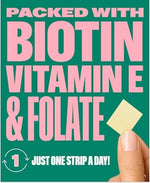 NuStrips beauty in a strip vegan dietary supplement pack showing thirty oral strips count