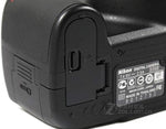 Close up view of the durable snap-in hinge pins on the Shenligod DSLR battery door accessory.