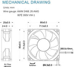 GDSTIME 2 pin 80mm server exhaust cooling fan close up detailing the dual ball bearing center mechanism for high endurance.