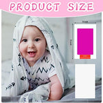 Newborn baby handprint captured in vibrant pink ink using clean touch mess free pad.