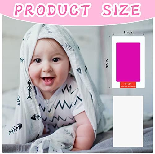 Newborn baby handprint captured in vibrant pink ink using clean touch mess free pad.