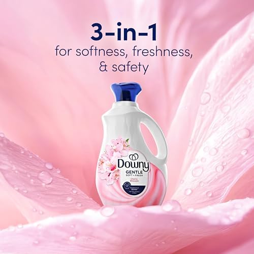 Downy Gentle Soft + Fresh bottle back label showing 83 loads and usage instructions