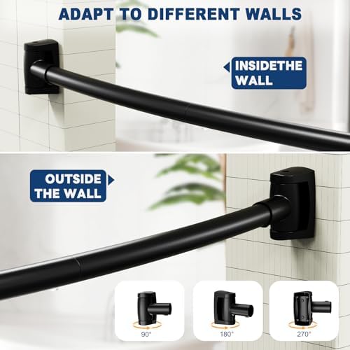 Side view showing extra space created by curved shower rod