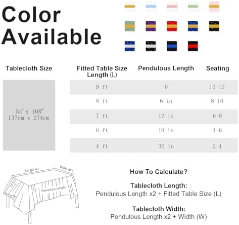 Likajon 54 by 108 inch rectangular party table cover