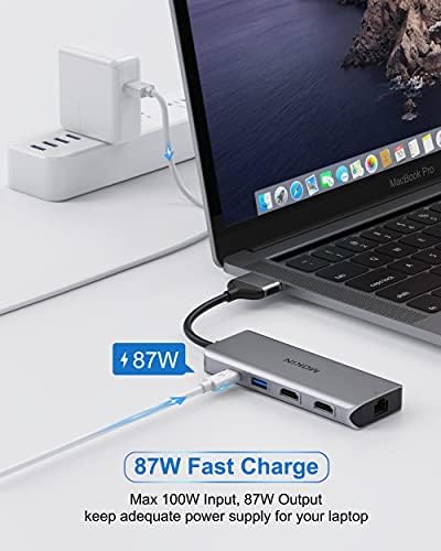 Complete retail packaging view of the authentic imported MOKiN USB C adapter hub for MacBook Pro and Air.
