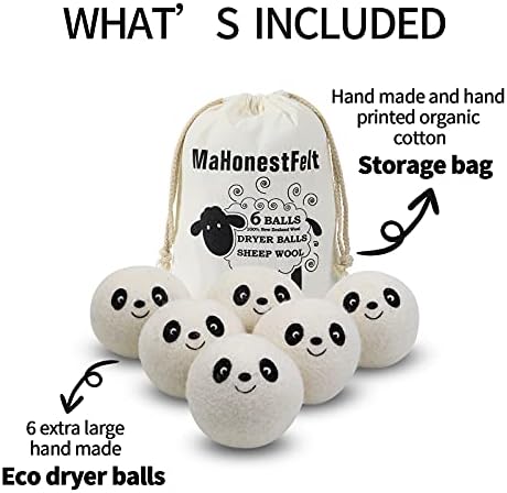 MaHonestFelt chemical free laundry balls designed to reduce static and clothing wrinkles
