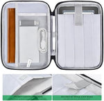 TiMOVO slim tech sleeve being slipped into a commuter backpack showcasing its lightweight portable design