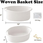 White cotton rope organizer box with handles on a nursery shelf