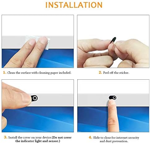 Comparison of sleek metal webcam slider versus messy electrical tape on an iMac screen.