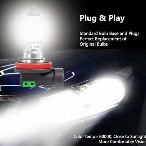 Product display showing the complete two pack automotive replacement bulbs kit with safety covers.