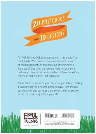 Em & Friends Pep Talk Postcard Book, 20 Postcards (2 Each 10 Styles) - Image 6