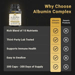 The complete container of CGMLABS Premium Albumin Complex showcasing the clean product label design.