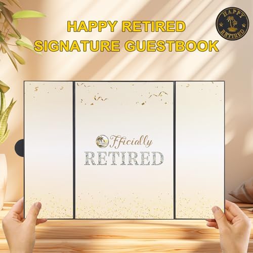 Folded view of the JoyrnalK retirement card showing gold foil details.