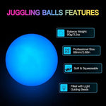 POITOI sixty eight millimeter professional size glowing juggling balls set packaging contents
