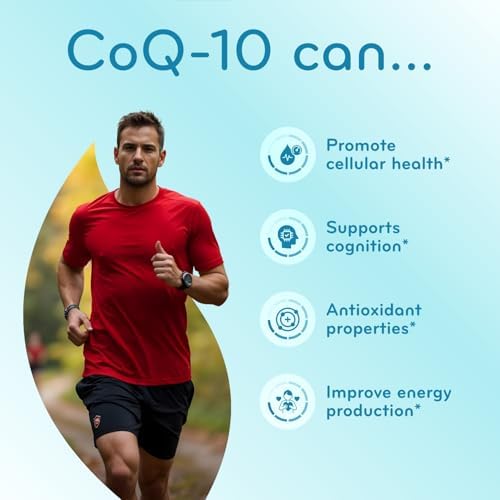 Premium imported CoQ10 capsules next to original USA manufactured packaging