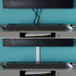 D-Line decorative half round wire management system showcasing clean home theater organization