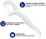 Razoko high toughness unflavored tooth floss picks displaying the non slip handle design