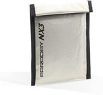 Faraday Defense five by seven inches signal shielding pouch open displaying the specialized metal plated interior lining